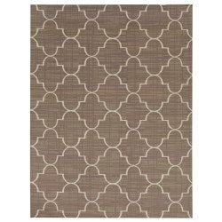 Foss Floors Area Rug, 6ftH x 8ftW, Roman, Taupe/White