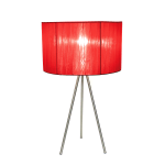 Simple Designs Tripod Table Lamp, 19 3/4inH, Red Shade/Brushed Nickel Base