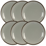 Elama 6-Piece Stoneware Salad Plate Set, Tahitian Sand