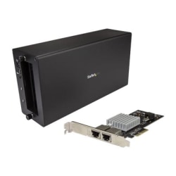 StarTech.com Thunderbolt 3 to 2-port 10GbE NIC Chassis - External PCIe Enclosure plus Card - Add 10GbE connectivity to your Thunderbolt 3 computer - Flexible solution with a removable PCIe network card - Assemble with just a screwdriver