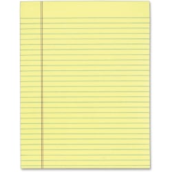 Tops 7522 Gum Top Pad - 50 Sheets - Glue - Ruled Red Margin - 16 lb Basis Weight - Letter - 8 1/2in x 11in - Canary Paper - Perforated - 12 / Pack