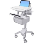 Ergotron StyleView Laptop Cart, 2 Tall Drawers (2x1) - 2 Drawer - Push/Pull Handle - 20 lb Capacity - 4 Casters - Plastic, Aluminum, Zinc Plated Steel