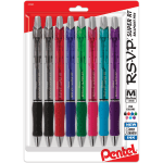 Pentel R.S.V.P. Super RT Retractable Ballpoint Pen - 1 mm Pen Point Size - Retractable - Translucent Barrel - 8 / Pack