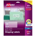 Avery Matte Shipping Labels With Sure Feed Technology, 8663, Rectangle, 2in x 4in, Clear, Pack Of 250