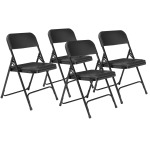 National Public Seating 800 Series Premium Lightweight Plastic Folding Chairs, Black, Pack Of 4 Chairs