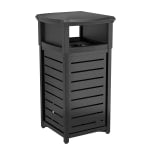 Suncast Commercial Square Metal Trash Can With 2-Way Lid, 30 Gallon, Black