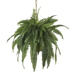 Nearly Natural 22inH Large Boston Fern With Hanging Basket, Green/Brown