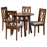 Baxton Studio Pia Dining Set, 29-15/16inH x 35-7/16inW x 35-7/16inD, Gray/Walnut