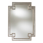 Baxton Studio Modern Rectangular Wall Mirror With Beaded Frame, 49in x 35in, Antique Silver