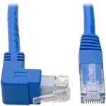 Tripp Lite Up-Angle Cat6 UTP Patch Cable (RJ45) - 1 ft., M/M, Gigabit, Molded, Blue - First End: 1 x RJ-45 Male Network - Second End: 1 x RJ-45 Male Network - 1 Gbit/s - Patch Cable - 24 AWG - Blue