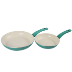 Gibson Home Plaza Cafe 2-Piece Aluminum Non-Stick Frying Pan Set, Mint