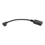 Tripp Lite Micro USB to USB OTG Host Adapter Cable Right-Angle 5-Pin USB Micro-B to A (M/F) 6-in. (15.24 cm) - Black