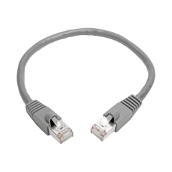 Tripp Lite Cat6a Snagless Shielded STP Network Patch Cable 10G Certified, PoE, Gray RJ45 M/M 1ft 1ft - Patch Cable - 1 ft - 1 x RJ-45 Male Network - 1 x RJ-45 Male Network - Shielding - Gray