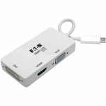 Eaton Tripp Lite Series USB-C Multiport Adapter (M/3xF) - 4K HDMI, DVI, VGA, HDCP, White - 1 x HDMI - 1 x VGA - 1 x Total Number of DVI (1 x DVI-D) - Dual Link DVI Supported - Mac, Chrome OS