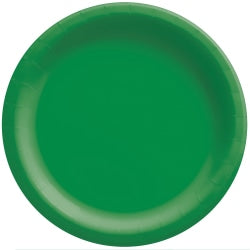 Amscan Round Paper Plates, Festive Green, 10in, 50 Plates Per Pack, Case Of 2 Packs