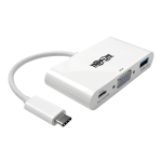 Eaton Tripp Lite Series USB C to VGA Multiport Video Adapter Converter w/ USB-A Hub, & USB-C PD Charging, Thunderbolt 3 Compatible USB Type C to VGA, USB-C to VGA, USB Type-C to VGA - External video adapter - USB-C 3.1 - VGA - white