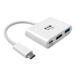 Eaton Tripp Lite Series USB C to HDMI Multiport Video Adapter Converter 4K x 2K w/ USB-A Hub, & USB-C PD Charging, Thunderbolt 3 Compatible USB Type C to HDMI, USB-C to HDMI, USB Type-C to HDMI - External video adapter - USB-C 3.1 - HDMI - white