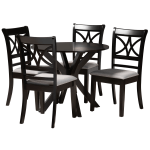 Baxton Studio Julia Dining Set, 29-15/16inH x 35-7/16inW x 35-7/16inD, Gray/Dark Brown