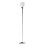 Adesso Fiona Torchiere, 71inH, White Opal Shade/Brushed Steel And White Marble Base