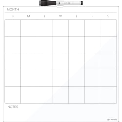 U Brands Frameless Magnetic Dry-Erase Calendar Board, 14in x 14in, White