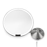 simplehuman Sensor 5X Magnification Wall-Mount Makeup Mirror, 8in, Stainless Steel