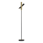 Adesso Vega LED Torchiere, 68inH, Black & Antique Brass Shade/Black Base