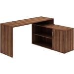 LYS L-Shape Workstation with Cabinet - For - Table TopLaminated L-shaped Top - 200 lb Capacity - 29.50in Height x 60in Width x 47.25in Depth - Assembly Required - Walnut - Particleboard - 1 Each