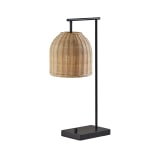 Adesso Bahama Table Lamp, 23inH, Natural Rattan/Black