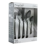 MegaChef Gibbous Stainless-Steel 20-Piece Flatware Utensil Set, Black