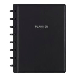 TUL Discbound Monthly Planner Starter Set, Undated, Junior Size, Leather Cover, Black