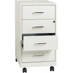 LYS Mobile Storage Cabinet - 14.3in x 18in x 26.5in - 4 x Drawer(s) for File - Letter, Legal - Glide Suspension, Locking Drawer, Mobility - White - Steel - Recycled - Assembly Required