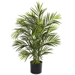 Nearly Natural 2-1/2ftH Areca Palm Tree With Pot, Green/Black