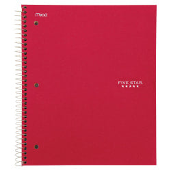 Office Depot Brand Stellar Notebook With Spine Cover, 8-1/2in x 11in, 3 Subject, College Ruled, 150 Sheets, Black