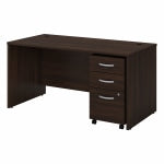 Bush Business Furniture Studio C 60inW Office Computer Desk With Mobile File Cabinet, Black Walnut, Standard Delivery