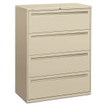 HON Brigade 700 42inW x 19-1/4inD Lateral 4-Drawer File Cabinet, Putty