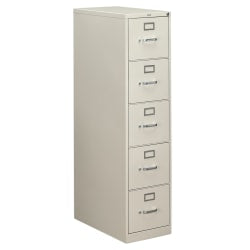 HON 310 26-1/2inD Vertical 5-Drawer Letter-Size File Cabinet, Putty