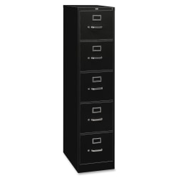 HON 310 26-1/2inD Vertical 5-Drawer Letter-Size File Cabinet, Light Gray