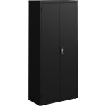 Lorell Fortress Series Slimline Storage Cabinet - 30in x 15in x 66in - 4 x Shelf(ves) - 720 lb Load Capacity - Durable, Welded, Nonporous Surface, Recessed Handle, Removable Lock, Locking System - Black - Baked Enamel - Steel - Recycled