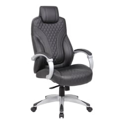 Boss Office Products Modern Executive Conference Ergonomic Chair, Caressoft Vinyl, Gray/Chrome