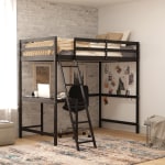 Flash Furniture Riley Loft Bed Frame With Desk, Twin, 42-1/2inL x 78-3/4inW x 42-1/2inD, Espresso