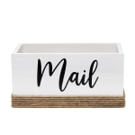 Elegant Designs Homewood Farmhouse Rustic Wood Decorative Mail Holder, 5-3/4inH x 11-3/4inW x 5-7/8inD, White