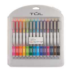 TUL GL Series Retractable Gel Pens, Medium Point, 0.7 mm, Silver Barrel, Assorted Standard & Bright Ink Colors, Pack Of 14 Pens