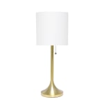 Simple Designs Tapered Table Lamp, 21inH, White Shade/Gold Base