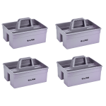 Alpine Plastic Cleaning Caddies, Small 3-Compartment, Gray, Pack Of 4 Caddies