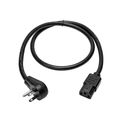 Eaton Tripp Lite Series Computer Power Cord, Right-Angle NEMA 5-15P to C13 - Heavy-Duty, 15A, 125V, 14 AWG, 3 ft. (0.91 m), Black - Power cable - NEMA 5-15P right-angled to power IEC 60320 C13 - 125 V - 15 A - 3 ft - black - North America