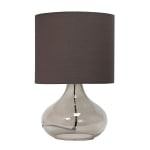 Simple Designs Glass Raindrop Table Lamp, 13-3/4inH, Gray Shade/Smoke Gray Base