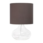 Simple Designs Glass Raindrop Table Lamp, 13-3/4inH, Gray Shade/Clear Base