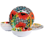 Elama Grace 12-Piece Melamine Dinnerware Set, Multicolor