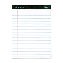 TOPS Docket Writing Pad, 8 1/2in x 11 3/4in, Legal Ruled, 50 Sheets, White