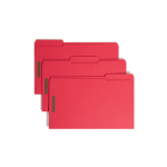 Smead Color Reinforced Tab Fastener Folders, Legal Size, 1/3 Cut, Red, Pack Of 50